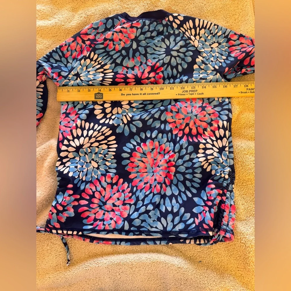 Grace Karin Youth Girls Blue /Pink/White Rash Guard Top Long Sleeve Size 14Y